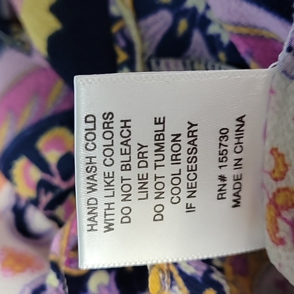 Rose&Olive Pink and Blue Vibrant Tropical Floral Top With Tassels Size S NWT - Picture 12 of 13